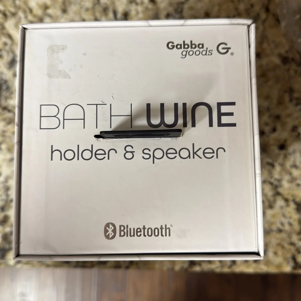 White Bath Accessory Set with Wine Holder and Speaker